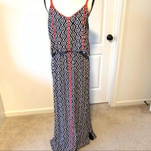 CATO Geometric Print Ruffled Top Maxi Dress—SZ. M